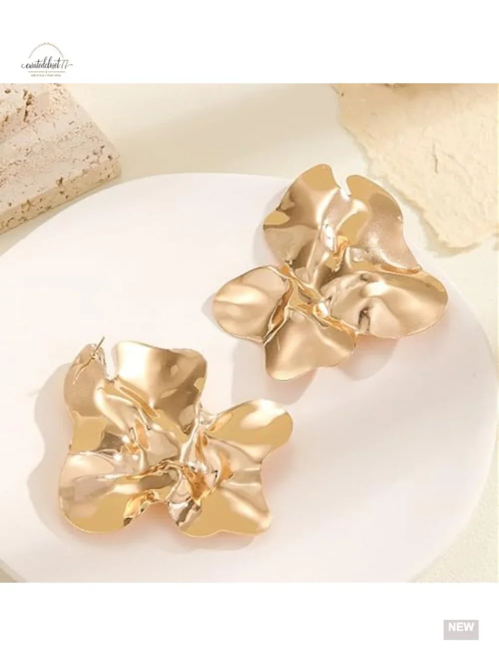 Chunky Gold Statement Stud Earrings Geometric Square Drop Earrings
